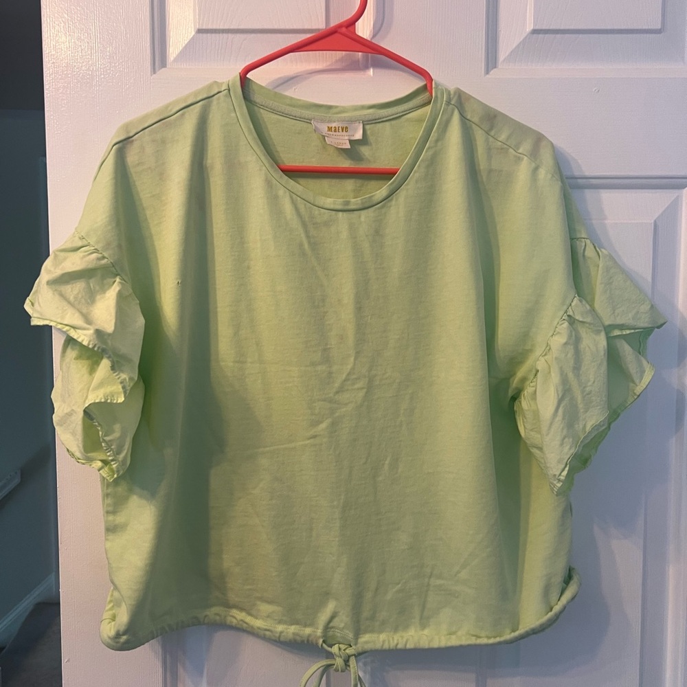 Green Ruffle Sleeve Top